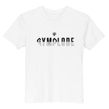 Kids cute white Gymplode t-shirt with dual mark imprint