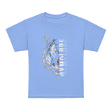 Kids Tiger Split unisex Carolina blue Gymplode t-shirt with sig logo, front view