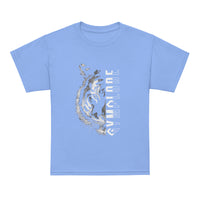 Kids Tiger Split unisex Carolina blue Gymplode t-shirt with sig logo, front view