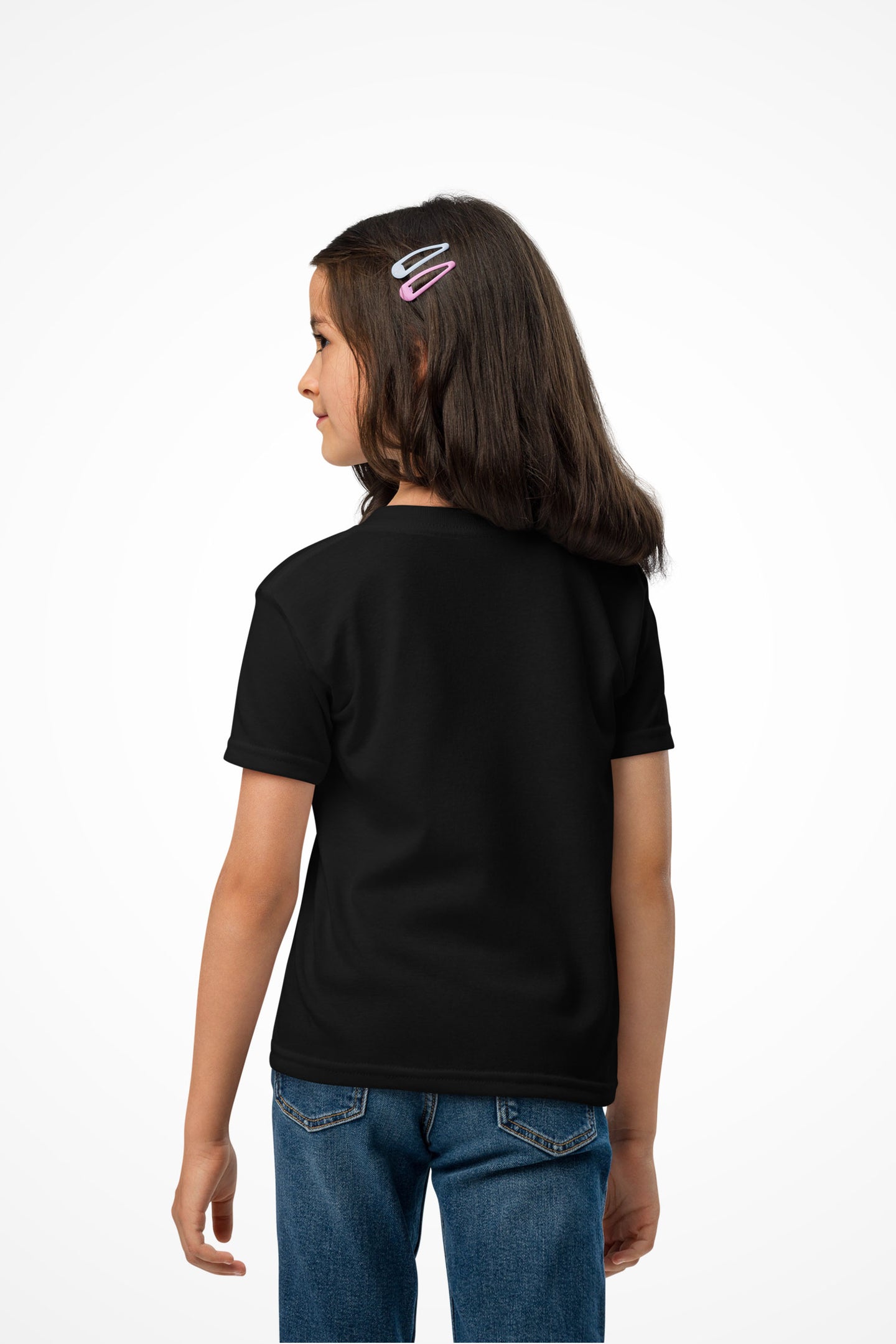 Kids Tiger Split unisex Gymplode t-shirt with no print, back view with model