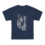 Kids Tiger Split unisex navy Gymplode t-shirt with sig logo, front view
