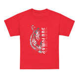 Kids Tiger Split unisex red Gymplode t-shirt with sig logo, front view