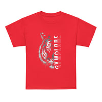 Kids Tiger Split unisex red Gymplode t-shirt with sig logo, front view