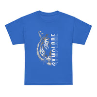 Kids Tiger Split unisex royal Gymplode t-shirt with sig logo, front view