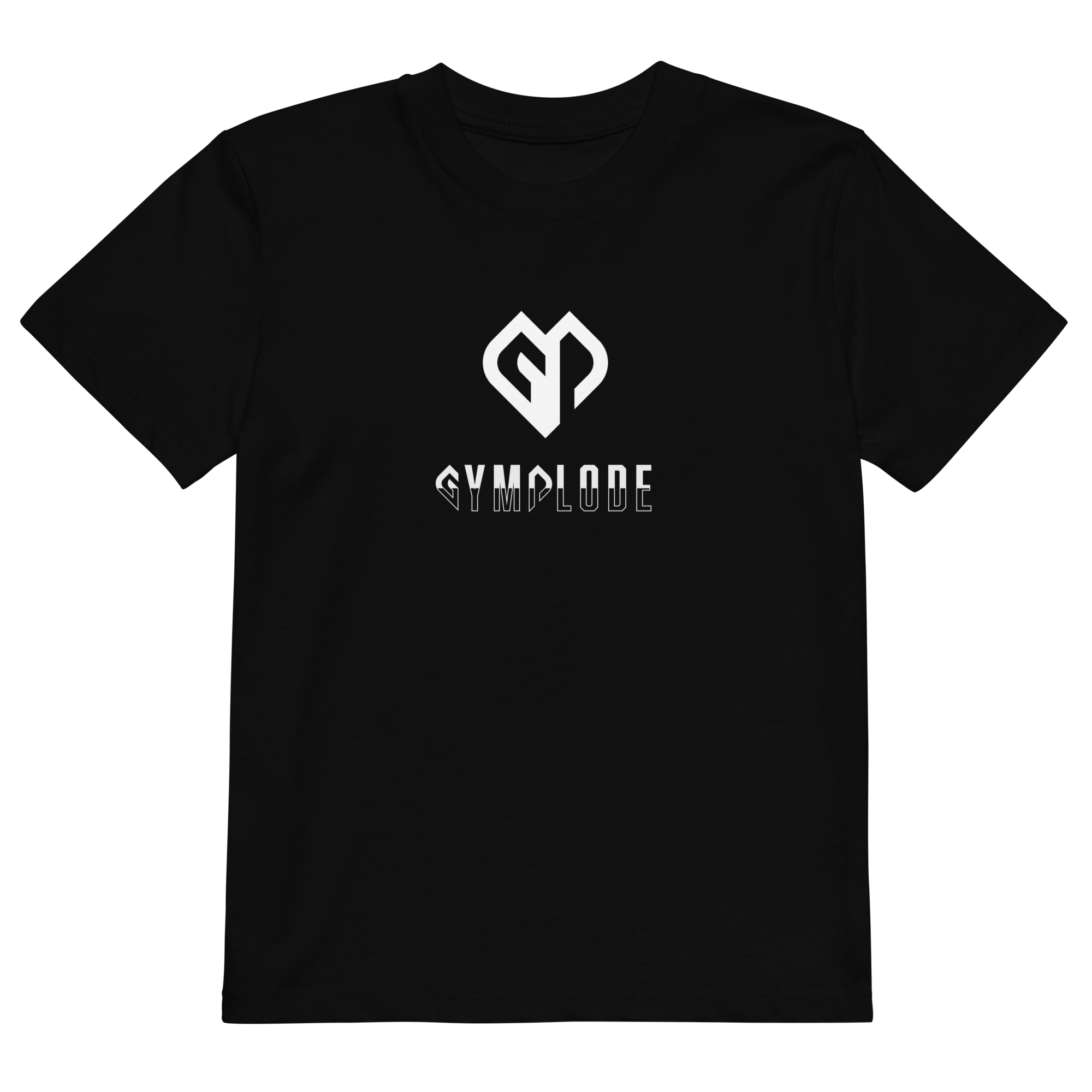 Kids trendy unisex black Gymplode t-shirt with dual mark imprint