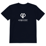 Kids trendy unisex French navy Gymplode t-shirt with dual mark imprint