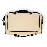 Light coral square end Gymplode duffle bag with no print, top view