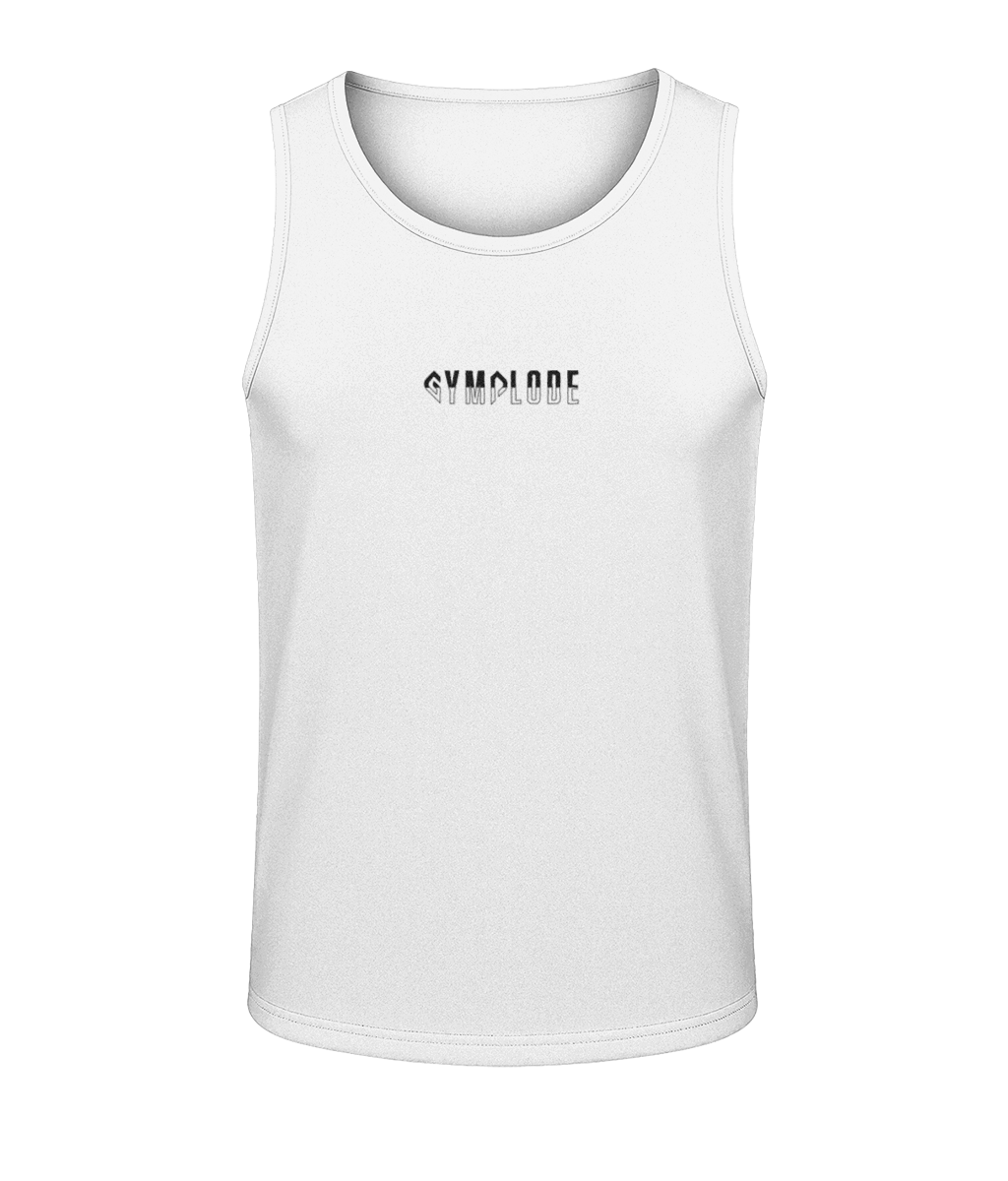 Mens arctic white AWDis Duo Performance sports vest with Gymplode signature logo