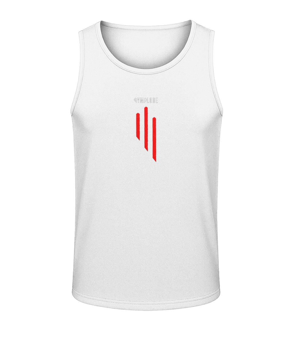 Mens arctic white AWDis GS3 sporty fit training vest with Gymplode sig logo