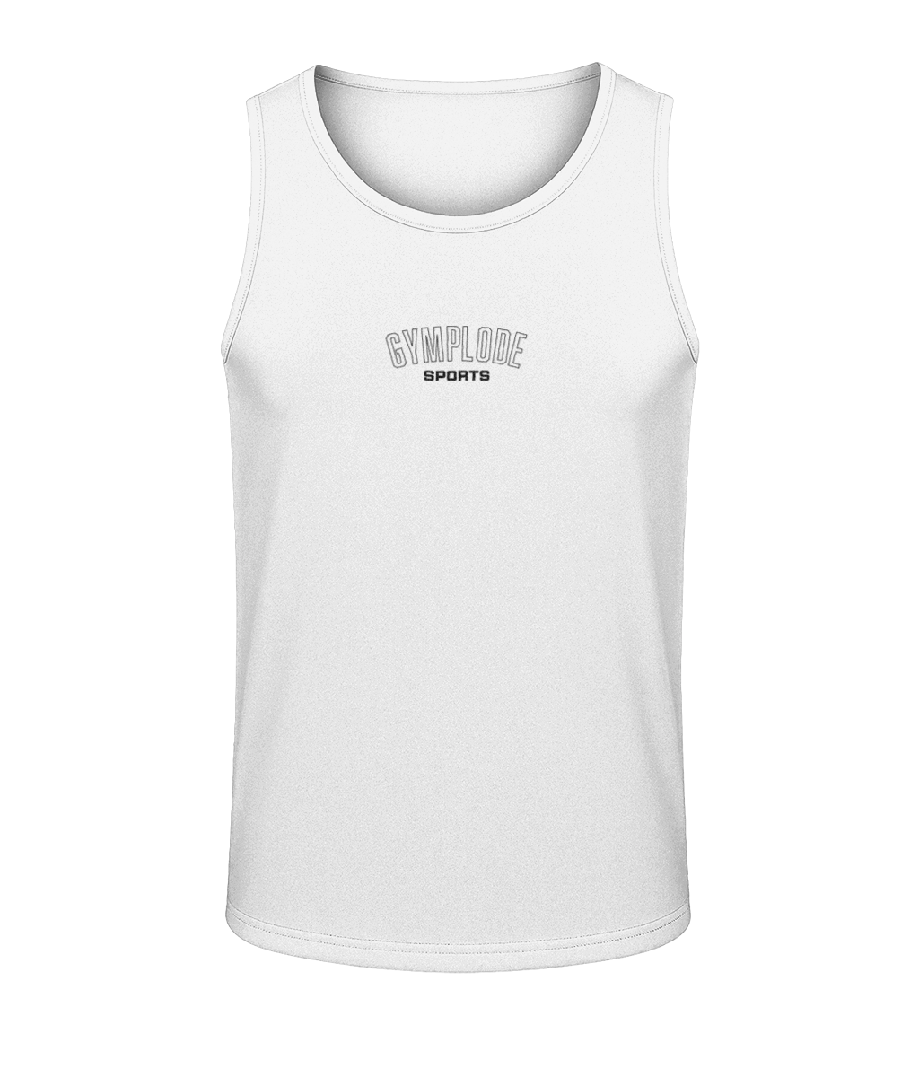 Mens arctic white AWDis TraceFit sportline vest with Gymplode signature logo