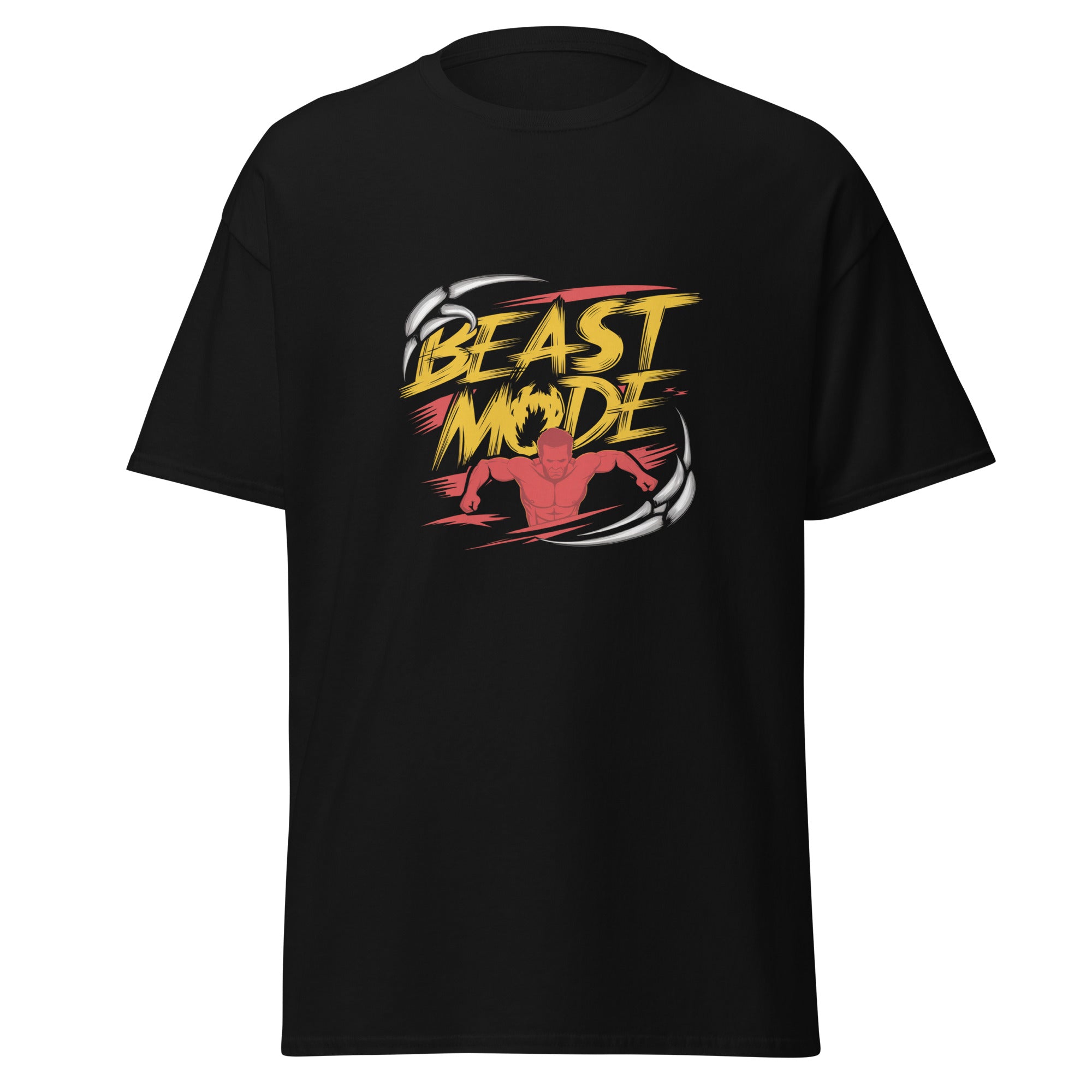 Mens Beast Mode black Gymplode classic t-shirt, front view