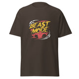 Mens Beast Mode dark chocolate Gymplode classic t-shirt, front view
