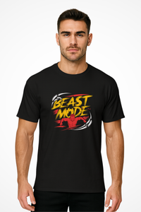 Mens Beast Mode Gymplode classic t-shirt, front view with model
