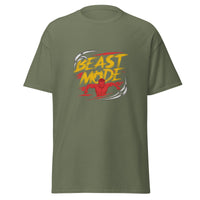 Mens Beast Mode military green Gymplode classic t-shirt with no print, front view