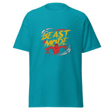 Mens Beast Mode tropical blue Gymplode classic t-shirt, front view
