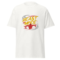 Mens Beast Mode white Gymplode classic t-shirt, front view