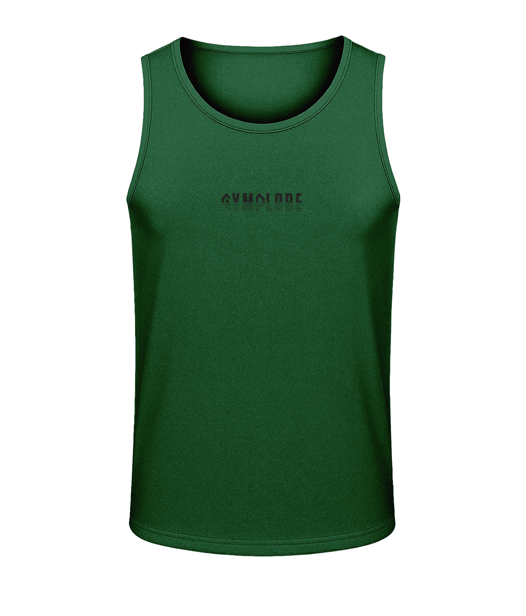 Mens bottle green AWDis Duo Performance sports vest with Gymplode signature logo