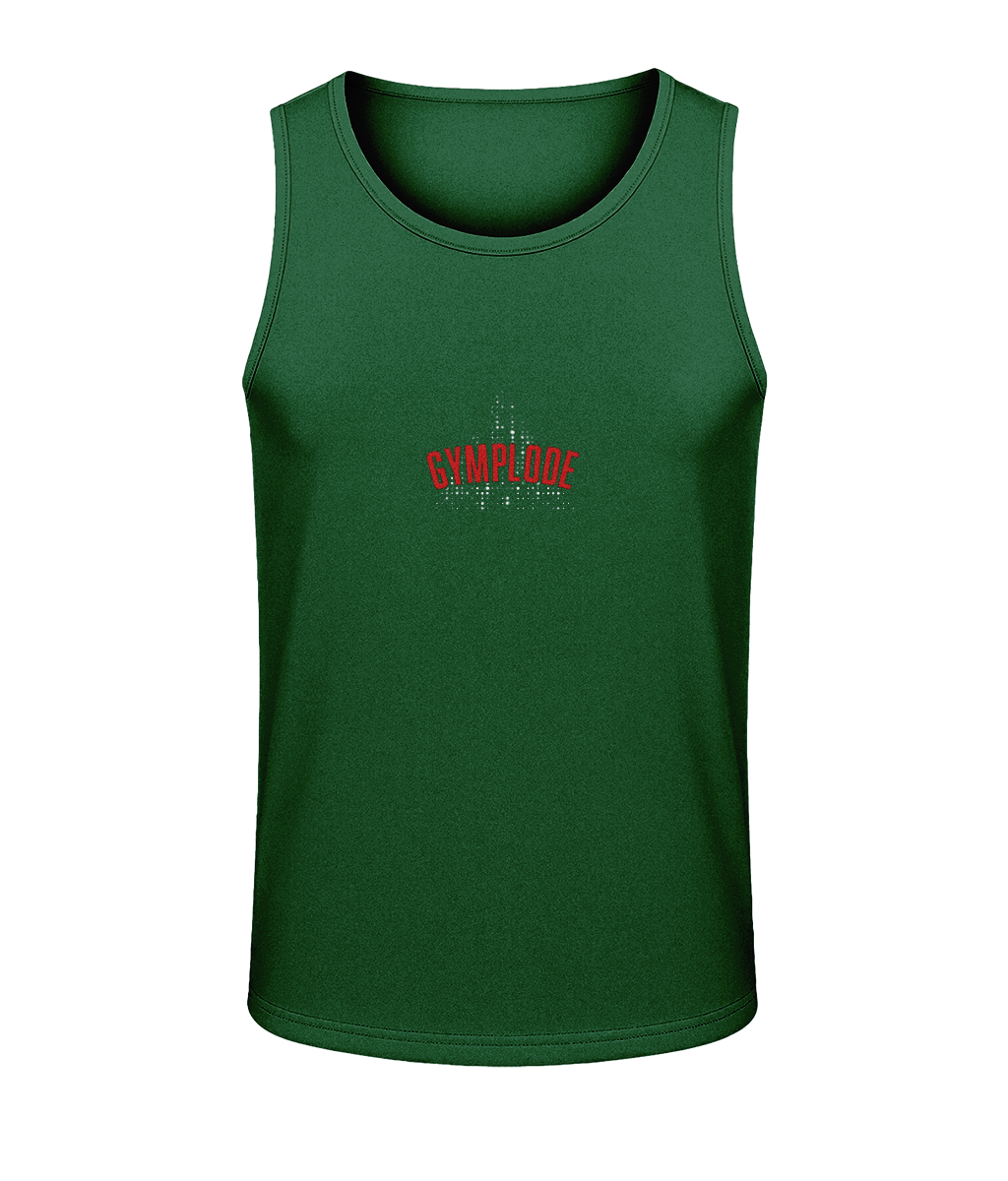 Mens bottle green AWDis T-Geo sporty fit just cool vest with Gymplode sig logo