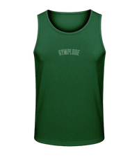 Mens bottle green AWDis TraceFit activewear vest with Gymplode signature logo