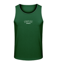 Mens bottle green AWDis TraceFit sportline vest with Gymplode signature logo