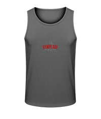 Mens charcoal AWDis T-Geo sporty fit just cool vest with Gymplode sig logo