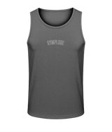 Mens charcoal AWDis TraceFit activewear vest with Gymplode signature logo