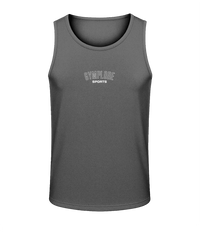 Mens charcoal AWDis TraceFit sportline vest with Gymplode signature logo