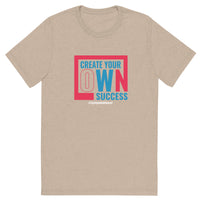 Mens Create Your Own Success tan triblend Gymplode vintage inspired t-shirt, front view