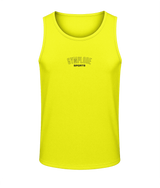 Mens electric yellow AWDis TraceFit sportline vest with Gymplode signature logo