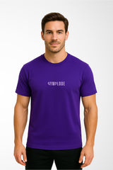 Mens everyday t-shirt with Gymplode signature logo, front view with model