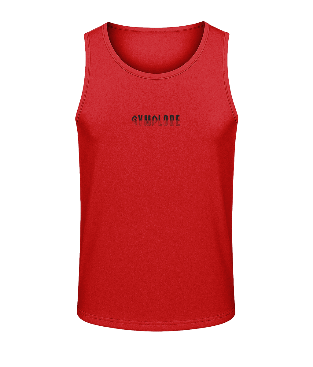 Mens fire red AWDis Duo Performance sports vest with Gymplode signature logo