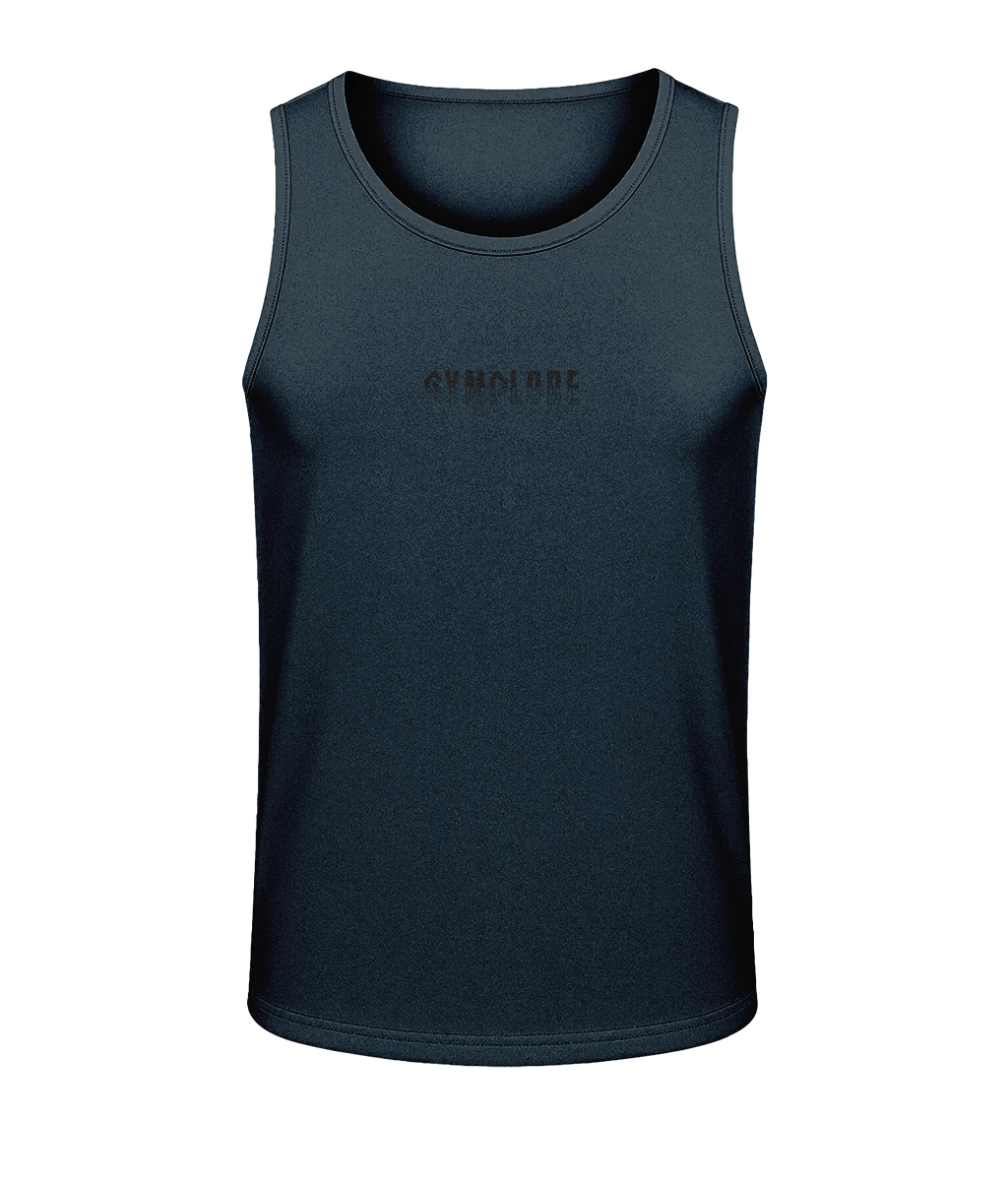 Mens french navy AWDis Duo Performance sports vest with Gymplode signature logo