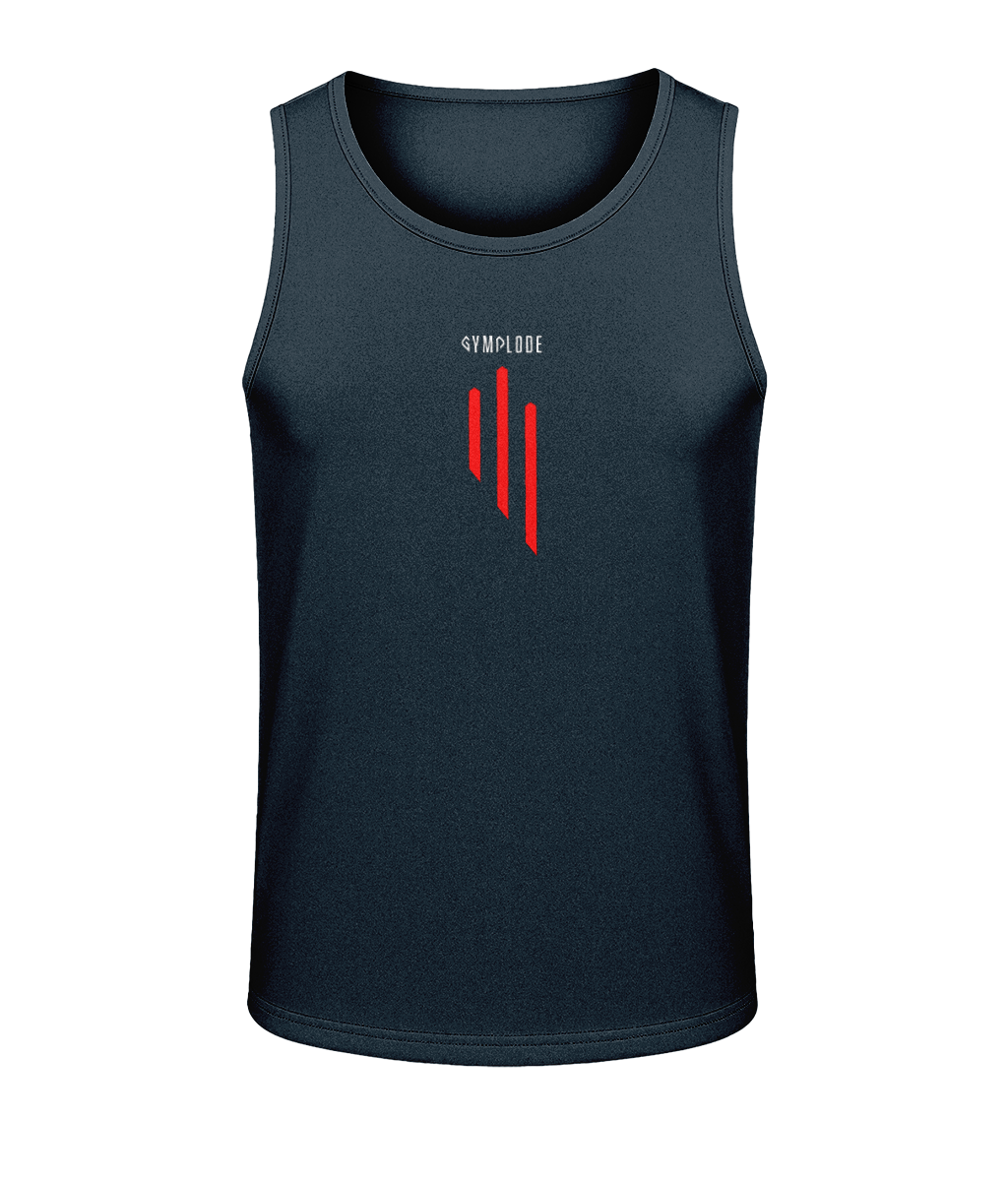 Mens french navy AWDis GS3 sporty fit training vest with Gymplode sig logo