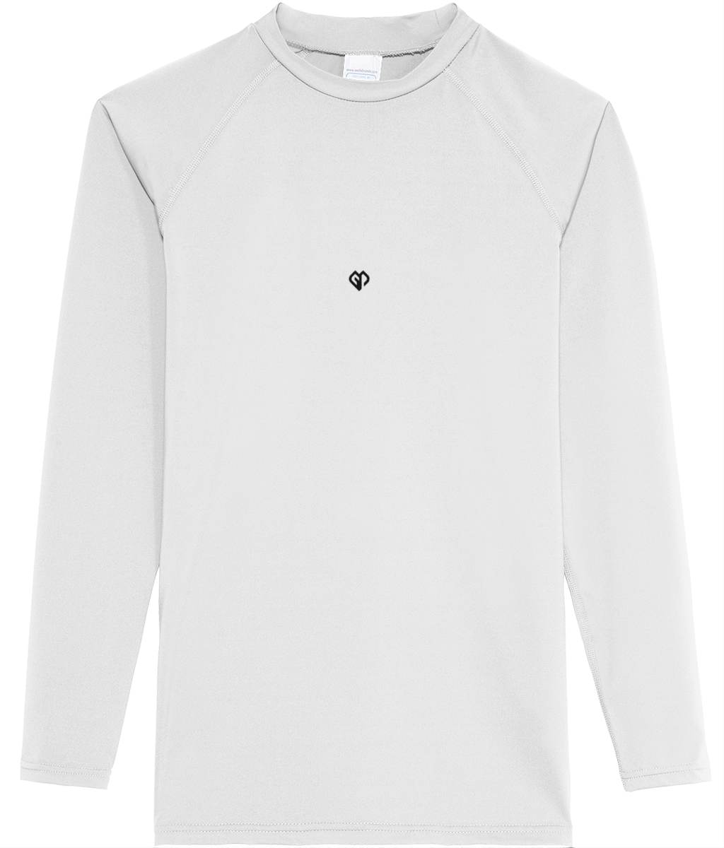 Arctic white AWDis dry-fit long sleeve mens t-shirt with Gymplode icon logo