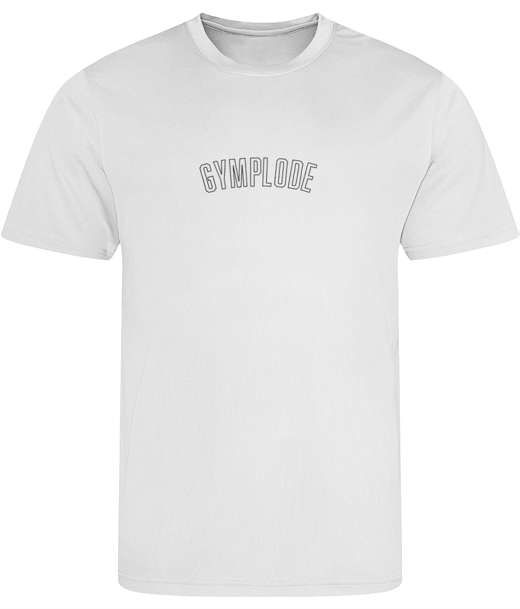 Arctic white AWDis TraceFit mens activewear t-shirt with Gymplode signature logo