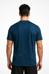 Mens Gymplode Aura V-Neck quick-dry t-shirt with no print, back view with model