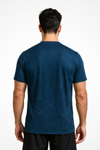Mens Gymplode Aura V-Neck quick-dry t-shirt with no print, back view with model