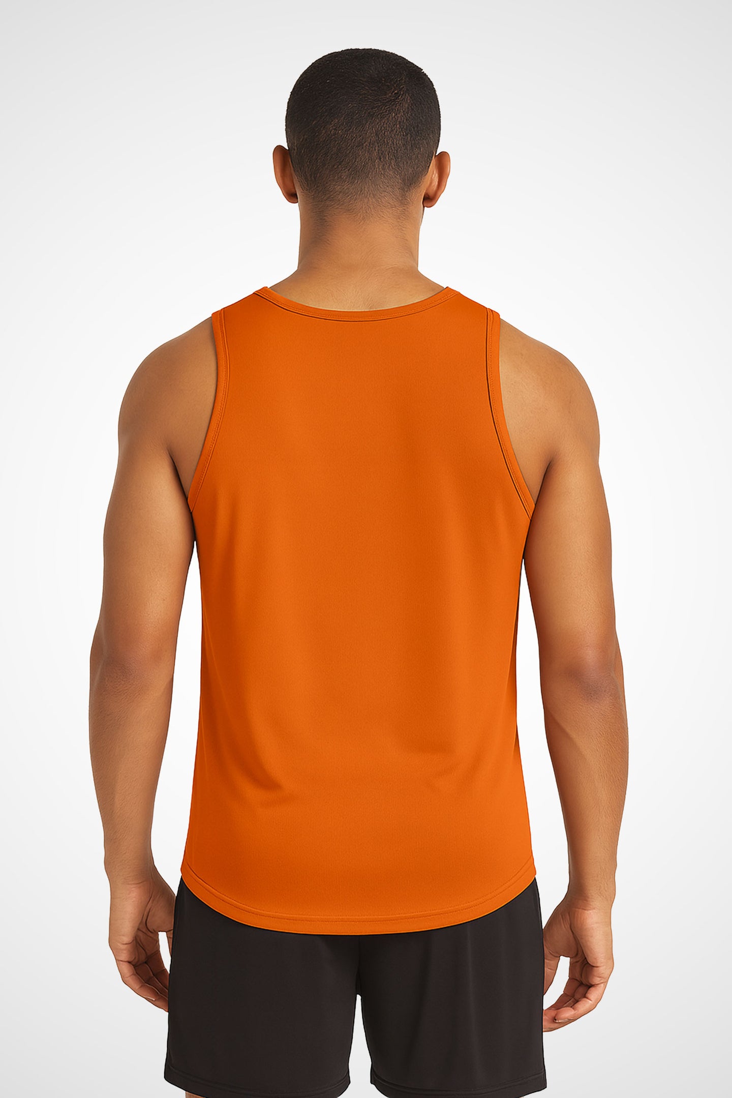 Mens Gymplode AWDis Duo Performance sports vest with no print, back view with model