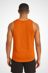 Mens Gymplode AWDis Duo Performance sports vest with no print, back view with model