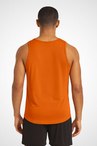 Mens Gymplode AWDis Duo Performance sports vest with no print, back view with model