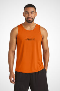 Mens AWDis Duo Performance sports vest with Gymplode signature logo, front view with model