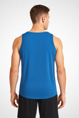 Mens Gymplode AWDis GS3 sporty fit training vest with no print, back view with model