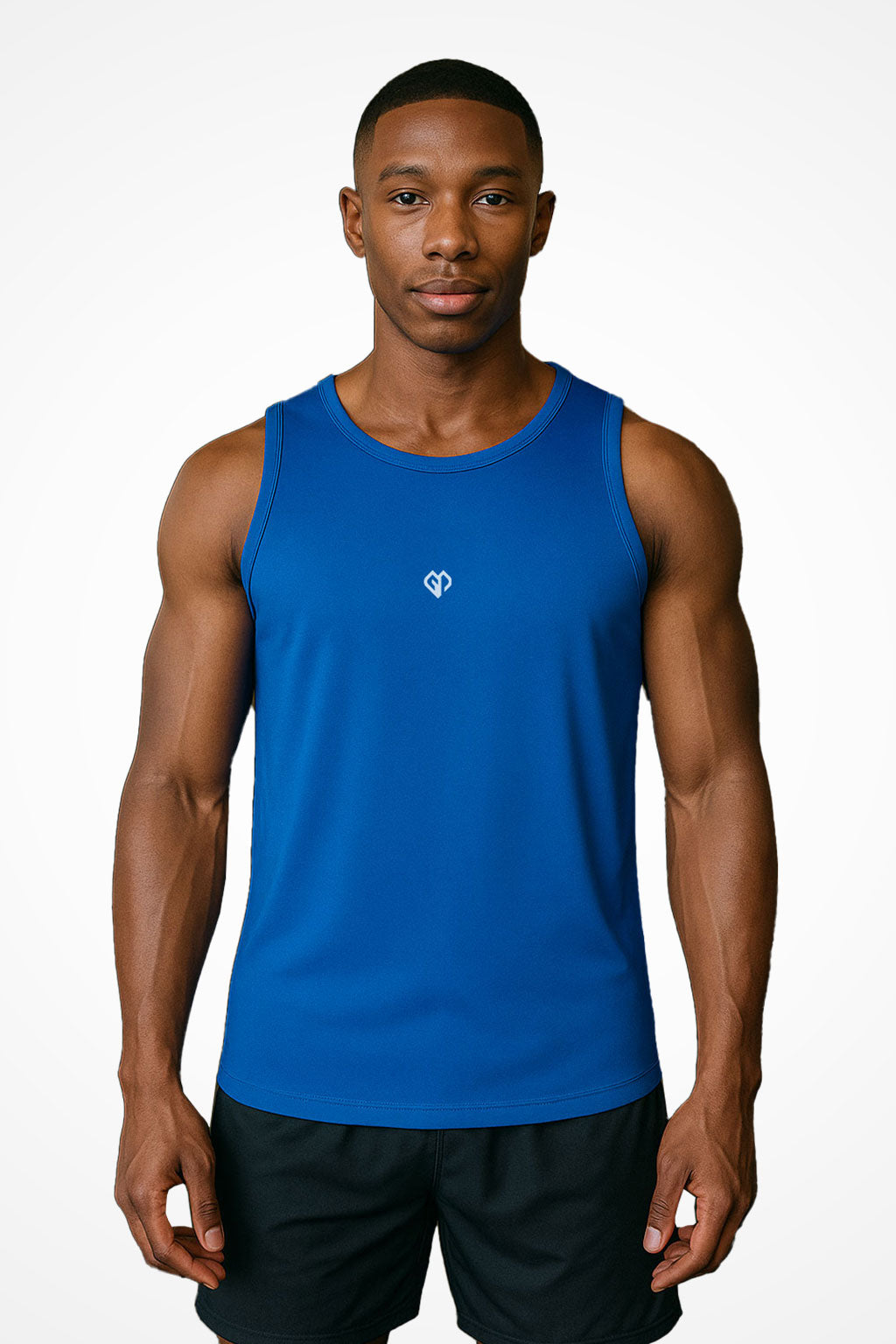 Mens AWDis sporty fit just cool vest with Gymplode icon logo, front view with model