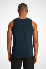 Mens Gymplode AWDis T-Geo sporty fit just cool vest with no print, back view with model