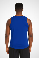 Mens Gymplode AWDis TraceFit activewear vest with no print, back view with model