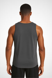 Mens Gymplode AWDis TraceFit sportline vest with no print, back view with model