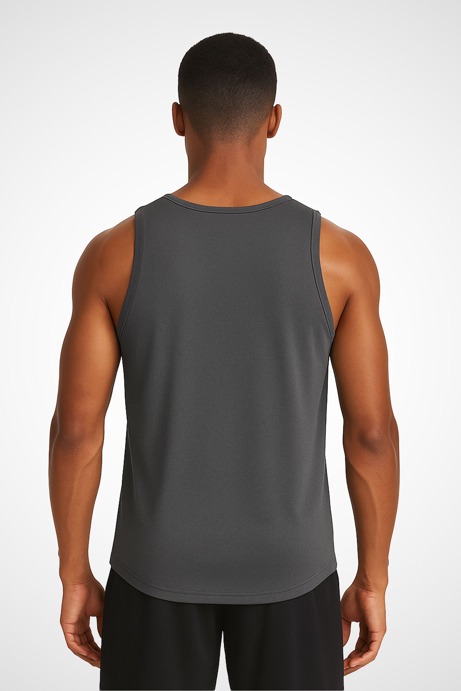 Mens Gymplode AWDis TraceFit sportline vest with no print, back view with model
