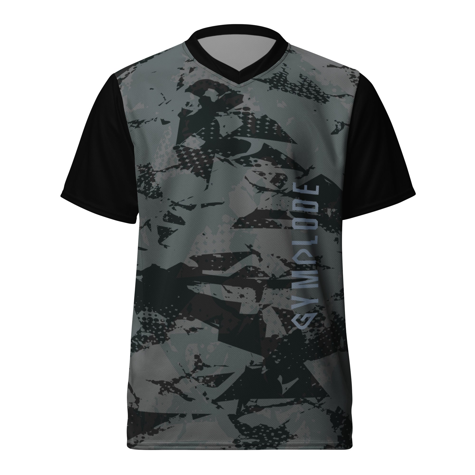 Mens Beast Mode dry-fit v-neck t-shirt with Gymplode signature logo, front view