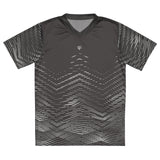 Mens Chevron V-Neck sports t-shirt with Gymplode icon logo, front view