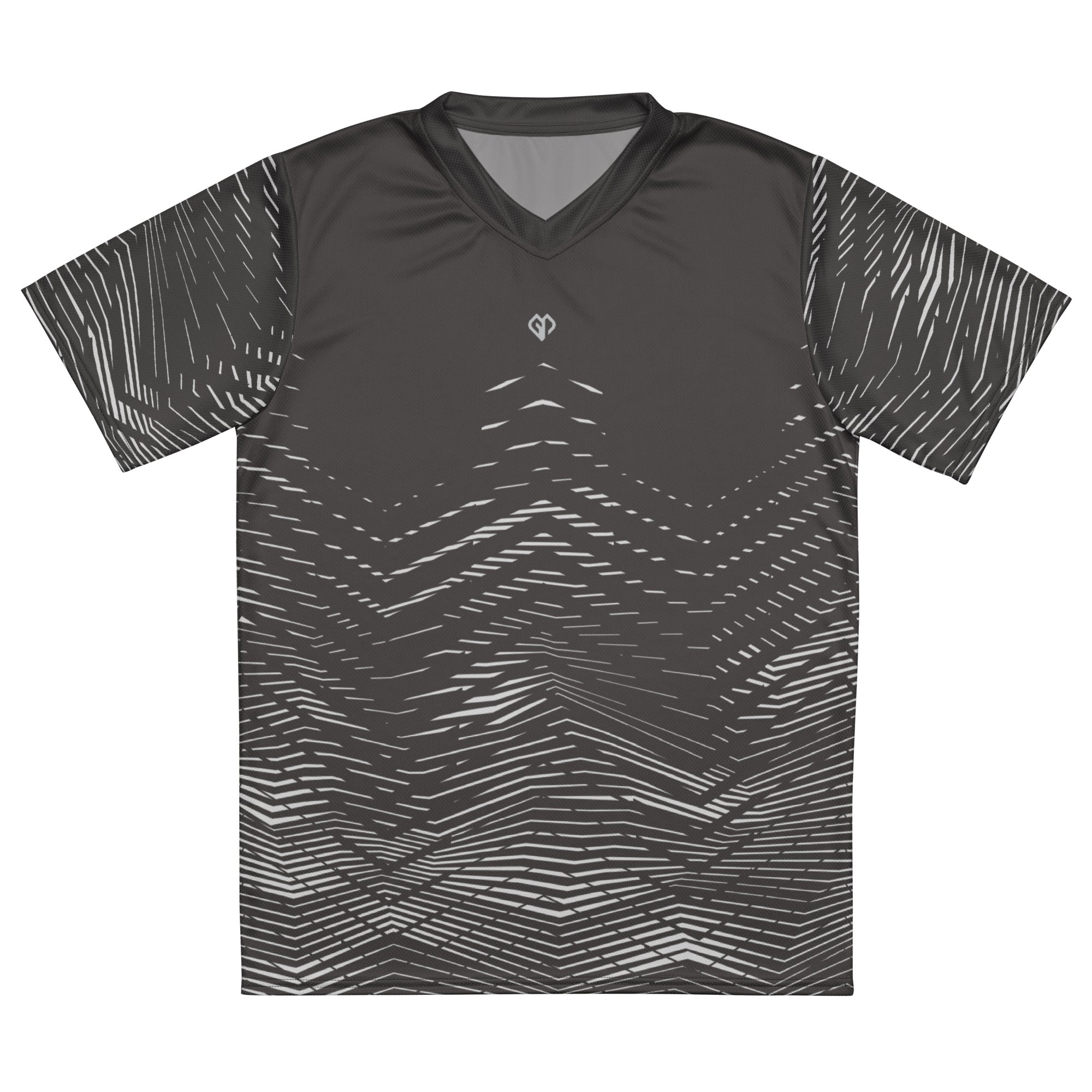 Mens Chevron V-Neck sports t-shirt with Gymplode icon logo, front view